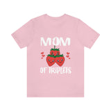Mom Of Triplets Strawberry Shirt, Mom Of Triplets Gift, Mother Triplets Pregnancy Announcement T-Shirt Image 3