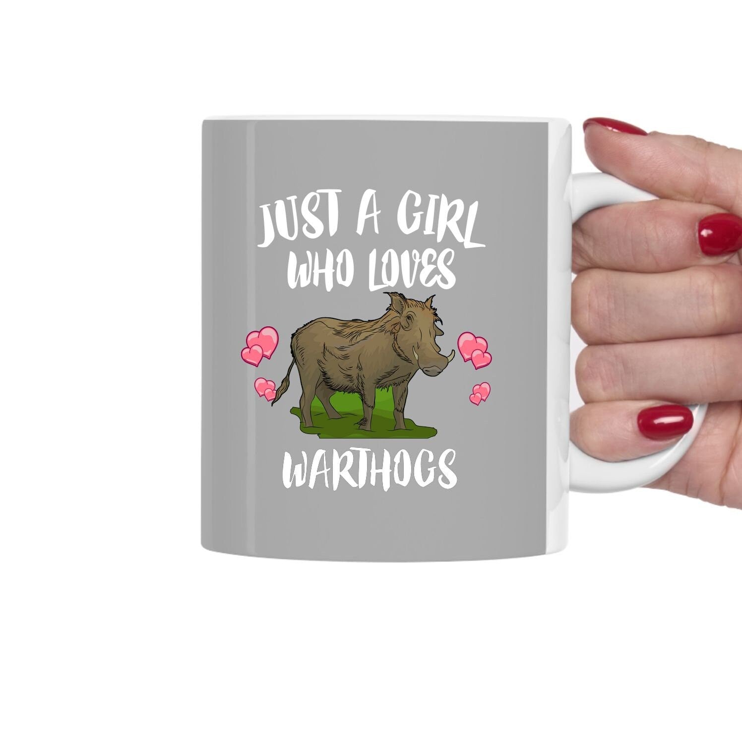 Just A Girl Who Loves Warthogs Tea Coffee Mug, Warthog Lover Gift, Warthog Animal Mug Image 1