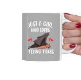 Just A Girl Who Loves Flying Foxes Tea Coffee Mug, Flying Fox Lover Gift, Flying Fox Birding Women Animal Mug Image 1