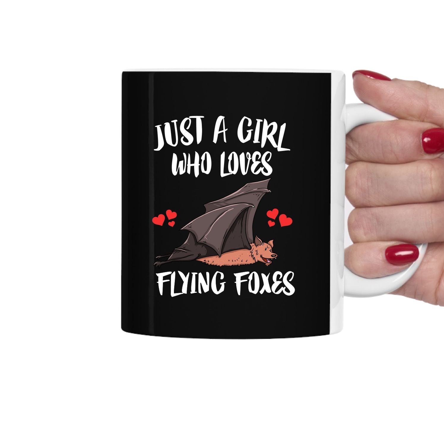 Just A Girl Who Loves Flying Foxes Tea Coffee Mug, Flying Fox Lover Gift, Flying Fox Birding Women Animal Mug Image 2