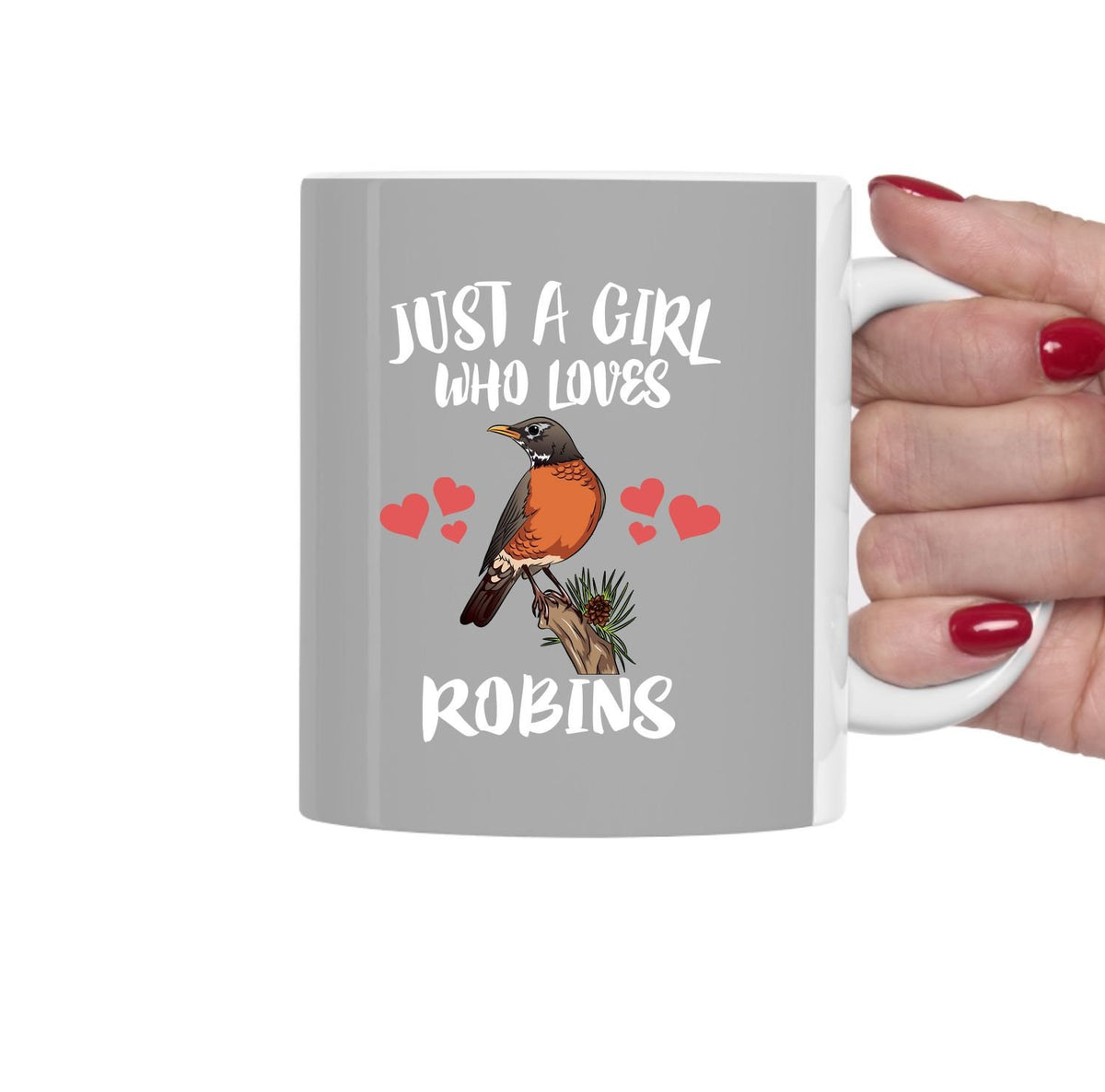 Just A Girl Who Loves Robins Bird Tea Coffee Mug, Robin Lover Gift, Robin Birding Women Animal Mug Image 1