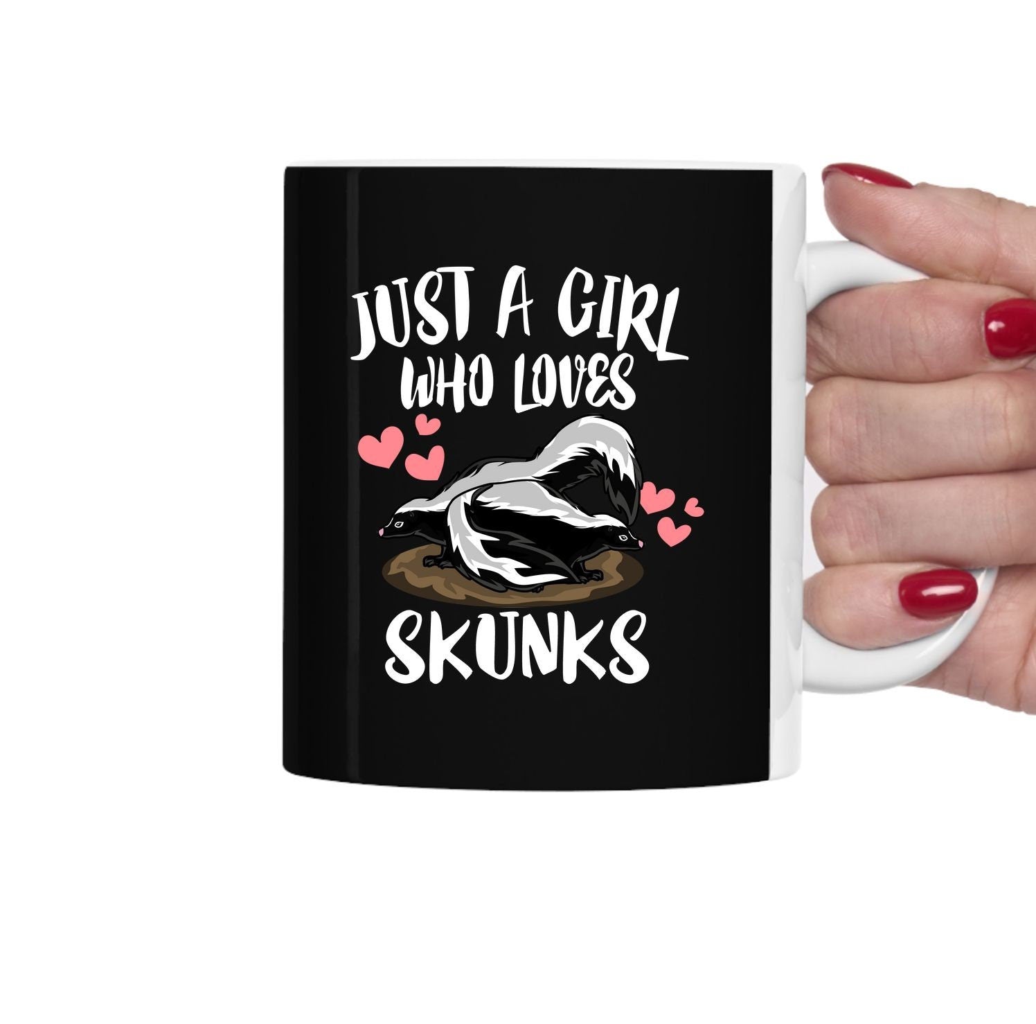 Just A Girl Who Loves Skunks Tea Coffee Mug, Skunk Lover Gift, Skunk Women Animal Mug Image 2