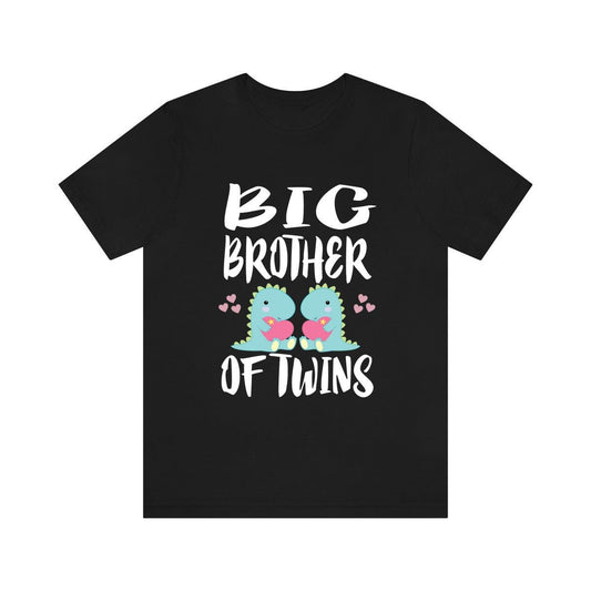 Big brother of twins dinosaurs sibling announcement tee for boy