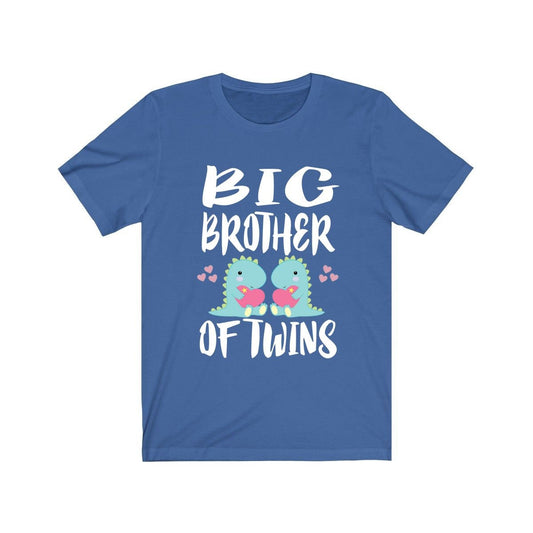 Big brother of twins dinosaurs sibling announcement tee for boy