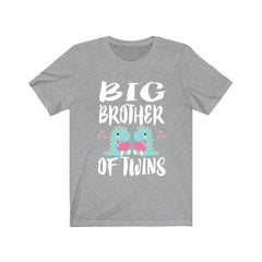 Big brother of twins dinosaurs sibling announcement tee for boy