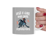 Just A Girl Who Loves Dilophosaurus Dinosaur Tee Coffee Mug, Dilophosaurus Lover Gift, Dilophosaurus Animal Mug Image 1