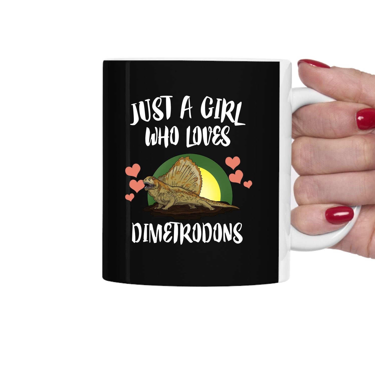 Just A Girl Who Loves Dimetrodons Dinosaur Tee Coffee Mug, Dimetrodons Lover Gift, Dimetrodons Animal Mug Image 2