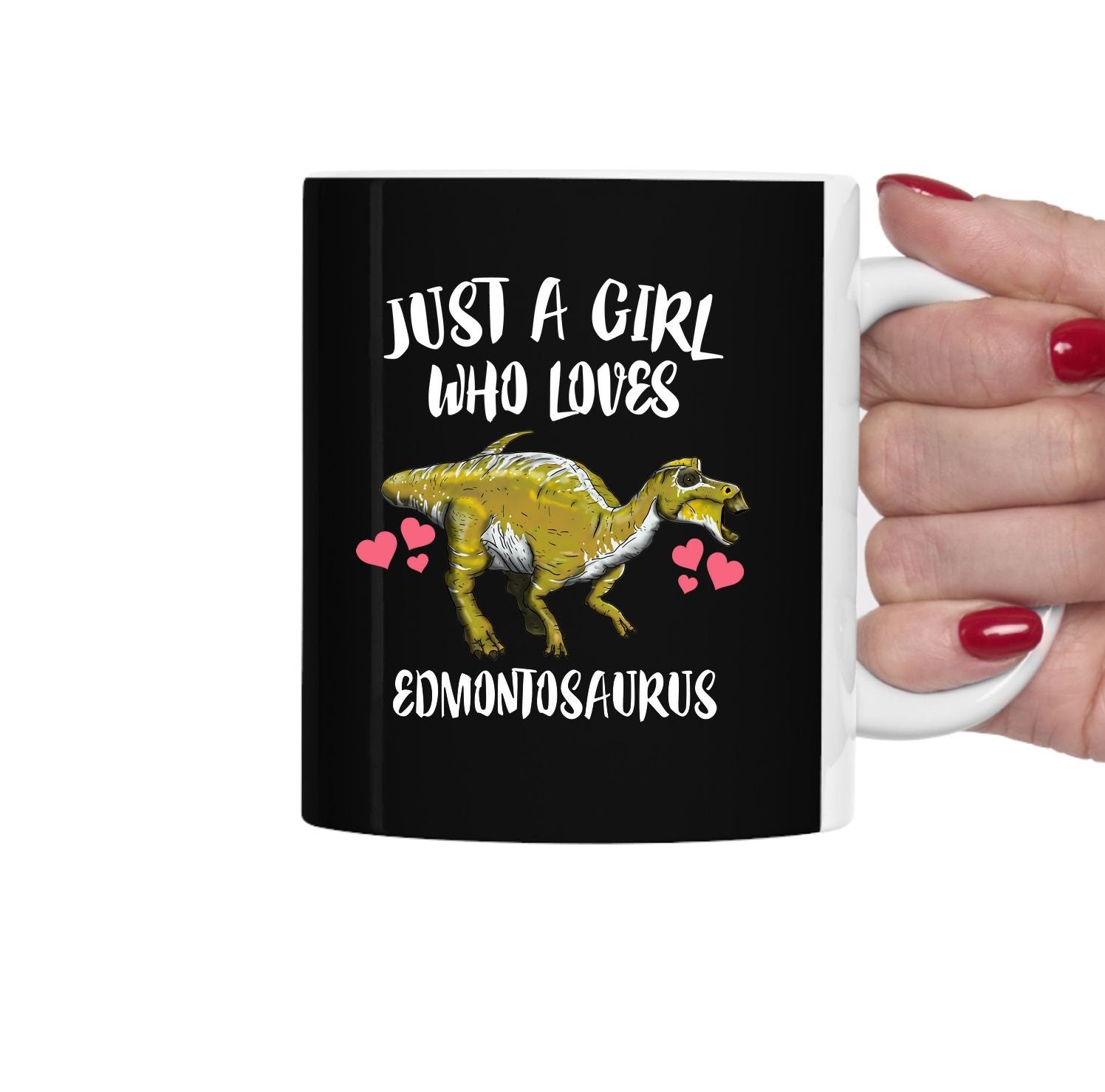Just A Girl Who Loves Edmontosaurus Dinosaur Tee Coffee Mug, Edmontosaurus Lover Gift, Dinosaur Animal Mug Image 2