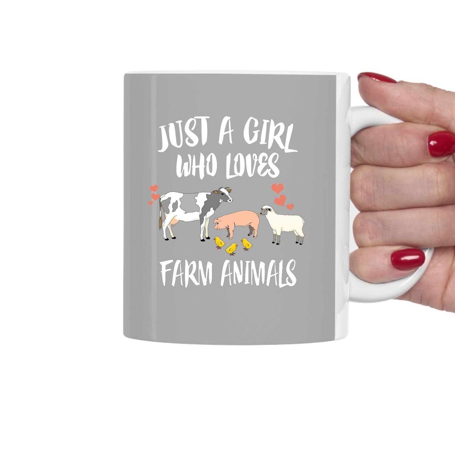 Just A Girl Who Loves Farm Animals Pig Cow Sheep Chicken Tea Coffee Mug, Farm Lover Gift, Animal Mug Image 2