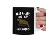 Just A Girl Who Loves Groundhogs Tea Coffee Mug, Groundhog Lover Gift, Groundhog Animal Mug Image 2