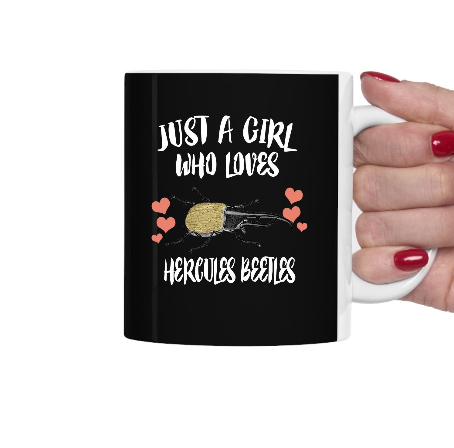 Just A Girl Who Loves Hercules Beetles Tee Coffee Mug, Hercules Beetle Lover Gift, Beetle Animal Mug Image 2