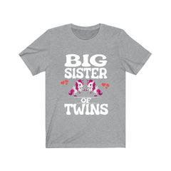 Big sister of twins unicorns magical sibling announcement tee