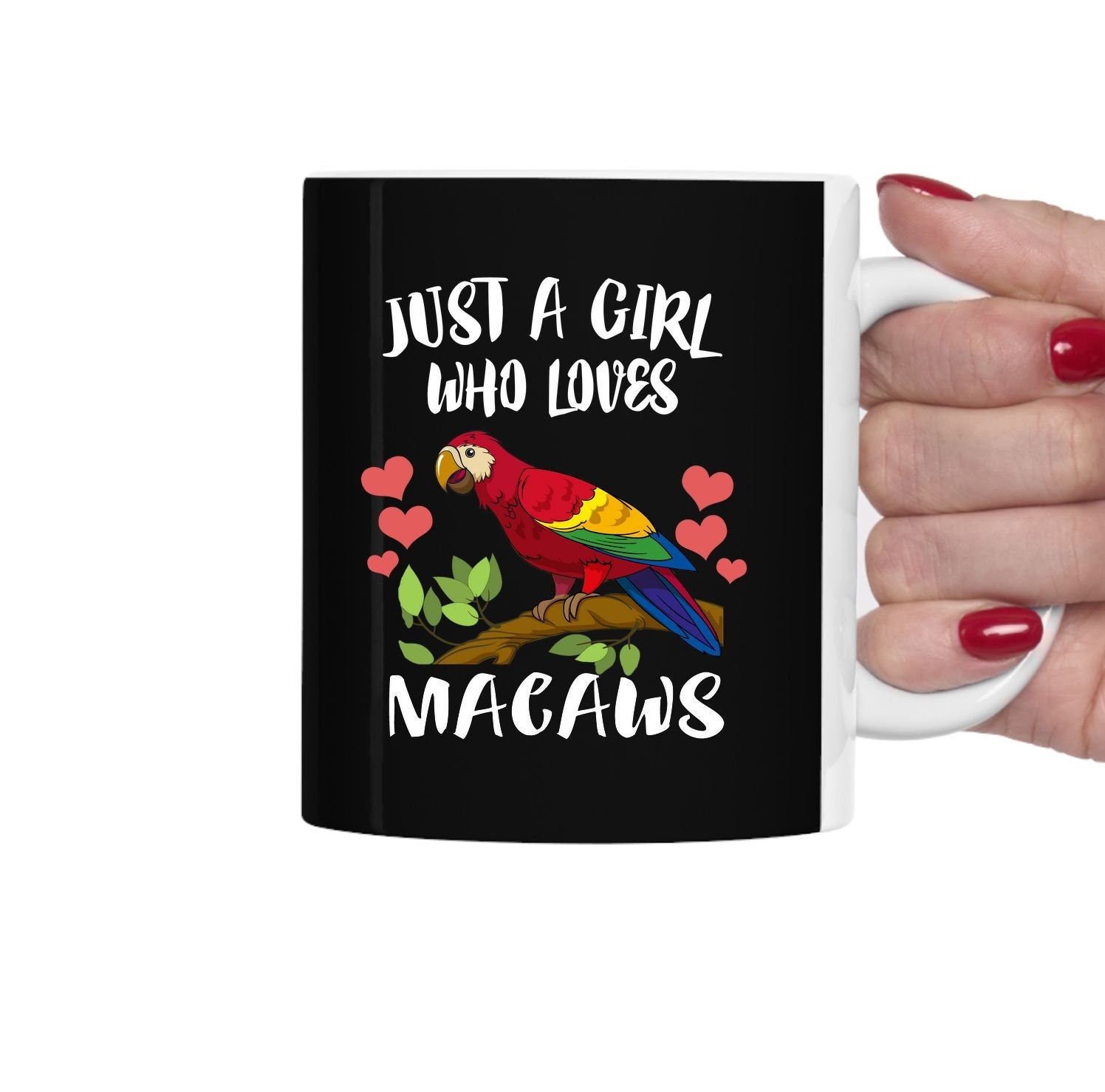 Just A Girl Who Loves Macaws Bird Tea Coffee Mug, Macaw Lover Gift, Birding Animal Mug Image 2