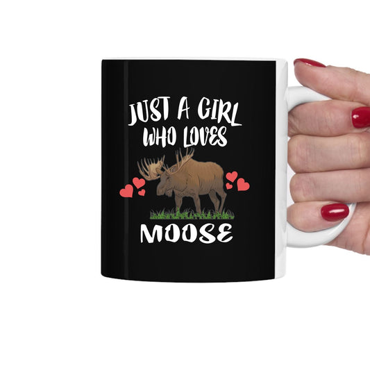 Just A Girl Who Loves Moose Coffee Mug - moose print design