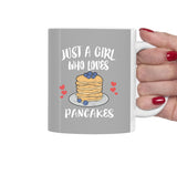 Just A Girl Who Loves Pancakes Tea Coffee Mug, Pancake Lover Gift, Pancake Vegan Mug Image 2