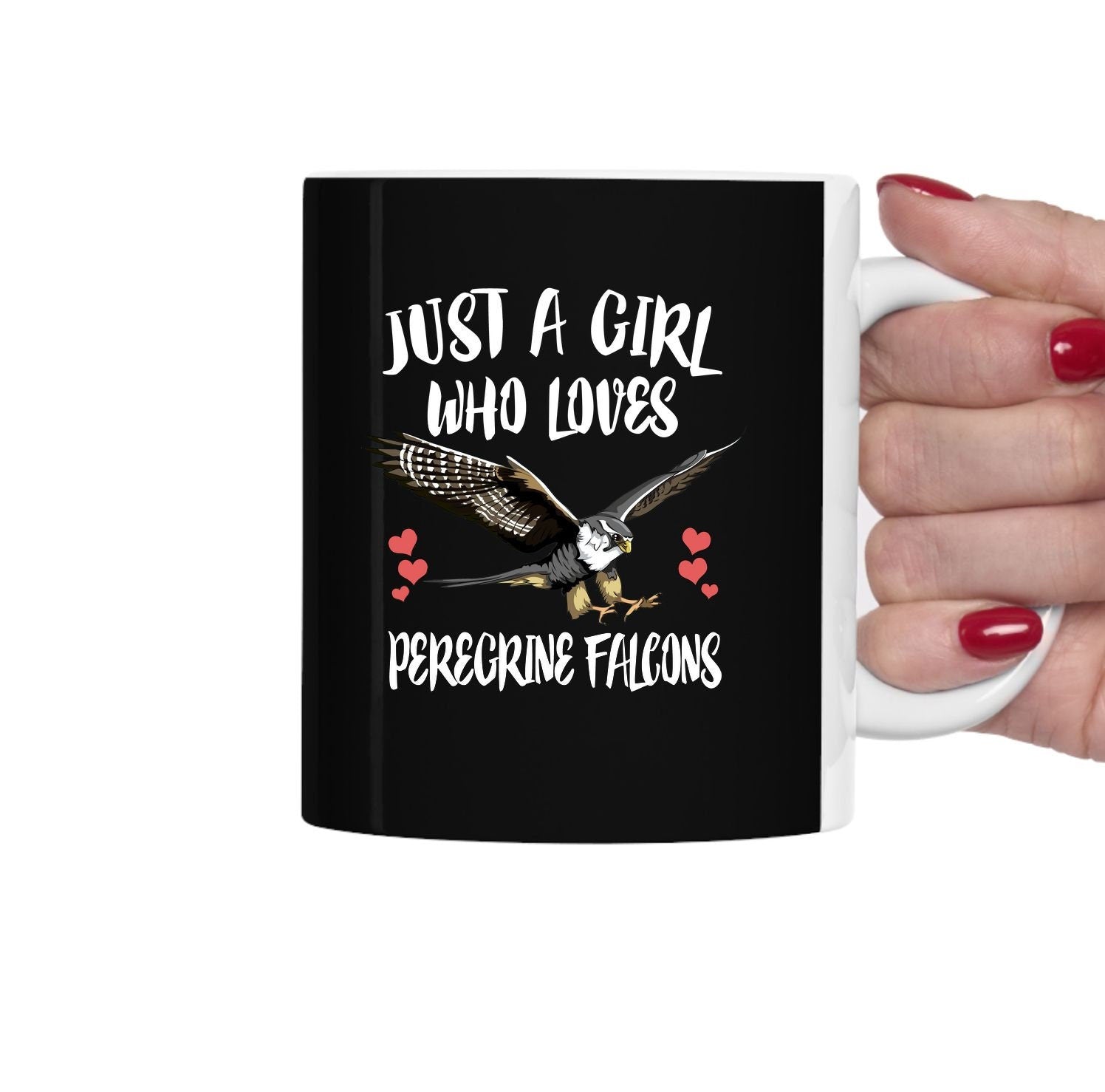 Just A Girl Who Loves Peregrine Falcons Bird Tea Coffee Mug, Peregrine Falcon Lover Gift, Falcon Birding Animal Mug Image 2