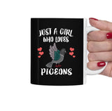 Just A Girl Who Loves Pigeons Bird Tea Coffee Mug, Pigeon Lover Gift, Pigeon Birding Animal Mug Image 2