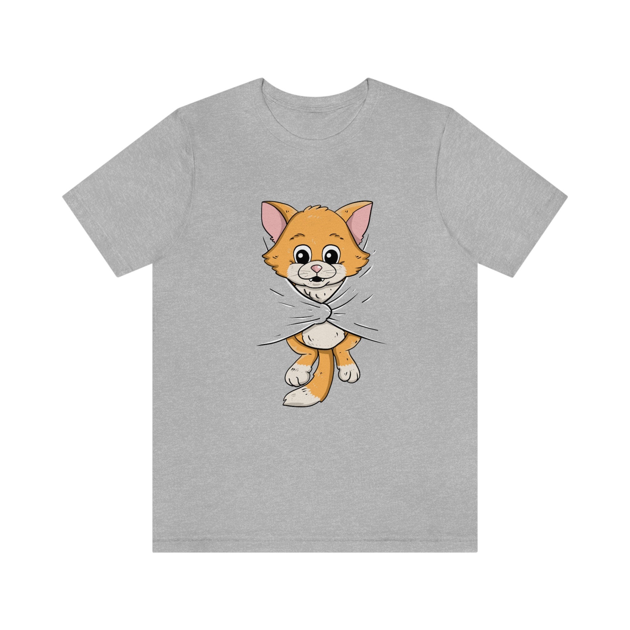 Cats Kitten Behind A T-Shirt, Cat Lover Shirt, Cute Cat Shirt, Cat Funny Shirt, Girl Boy Cat Lover Gift, Cat Girl T-Shirt Image 3