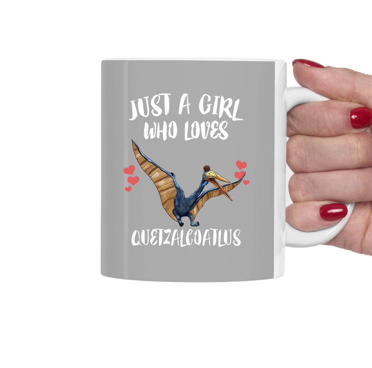 Just A Girl Who Loves Quetzalcoatlus Dinosaur Tea Coffee Mug,  Quetzalcoatlus Lover Gift, Flying Dinosaur Animal Mug Image 1