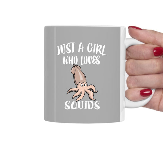 Just A Girl Who Loves Squids Coffee Mug - squid print design