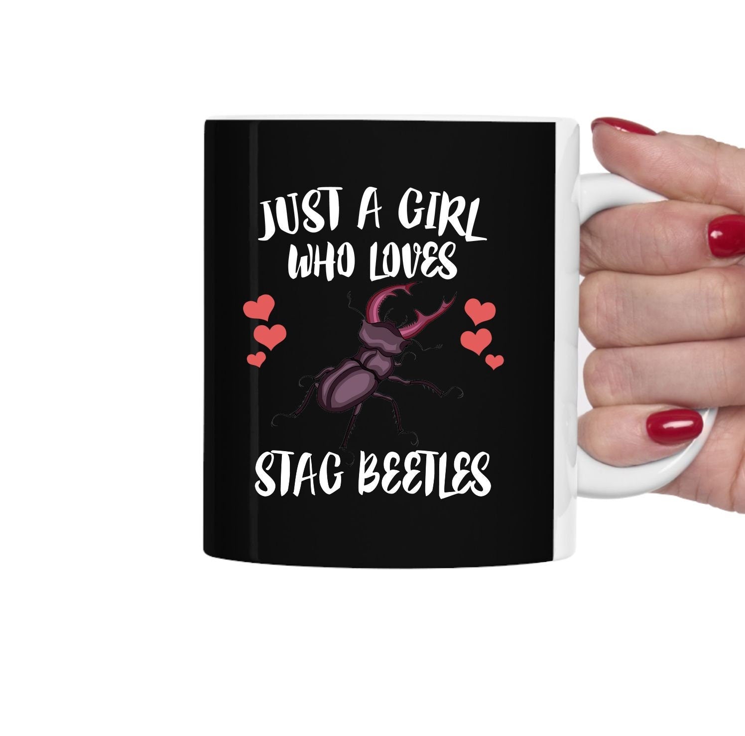 Just A Girl Who Loves Stag Beetles Tea Coffee Mug, Stag Beetle Lover Gift, Insect Animal Mug Image 2