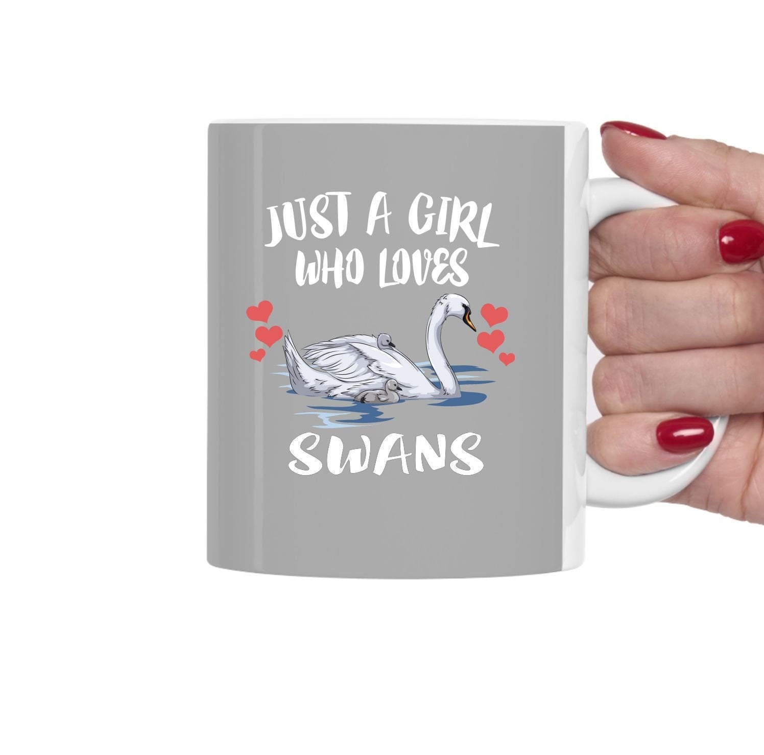 Just A Girl Who Loves Swans Bird Tea Coffee Mug, Swan Lover Gift, Birding Animal Mug Image 2