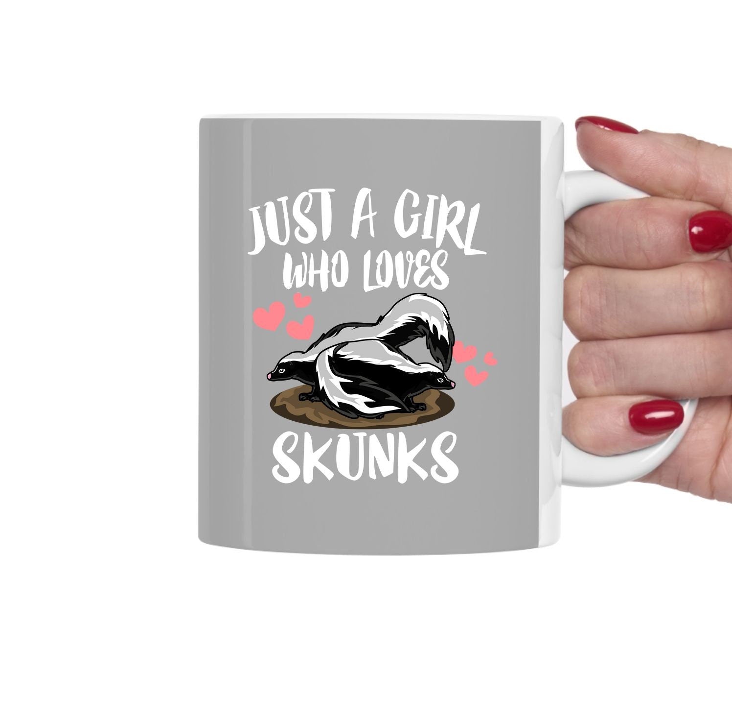 Just A Girl Who Loves Skunks Tea Coffee Mug, Skunk Lover Gift, Skunk Women Animal Mug Image 1