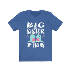 Big sister of twins dinosaurs sibling announcement tee for girl