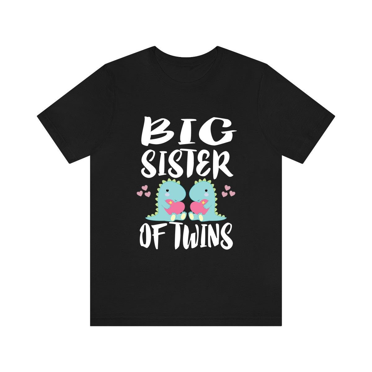 Big Sister Of Twins Dinosaurs Shirt, Big Sister Of Twins Gift, Twins Sister Gift, Big Sister Of Twins Announcement T-Shirt Image 1