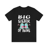 Big Sister Of Twins Dinosaurs Shirt, Big Sister Of Twins Gift, Twins Sister Gift, Big Sister Of Twins Announcement T-Shirt Image 1