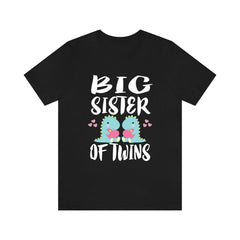Big sister of twins dinosaurs sibling announcement tee for girl