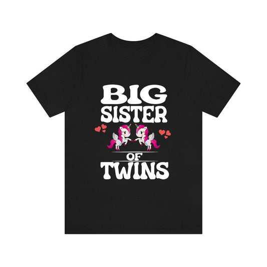 Big sister of twins unicorns magical sibling announcement tee