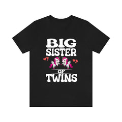 Big sister of twins unicorns magical sibling announcement tee