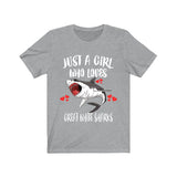 Just A Girl Who Loves Great White Sharks Shirt, Great White Shark Lover Shirt, Sharks Lover Gift, Shark Shirt, Animal Adult Kids T-Shirt Image 4
