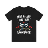 Just A Girl Who Loves Magpies Shirt, Magpie Lover Shirt, Birding Shirt, Magpie Lover Gift, Animal Adult Kids T-Shirt Image 2