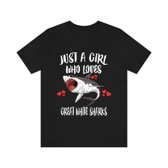 Just A Girl Who Loves Great White Sharks Shirt - Great White Shark print design