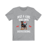 Just A Girl Who Loves Beaucerons Shirt, Dog Lover Shirt, Beauceron Dog, Animal Toddler Infant Kids Gift T-Shirt Image 1