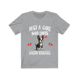 Just A Girl Who Loves Boston Terriers Shirt, Dog Lover Shirt, Boston Terrier Dog, Animal Toddler Infant Kids Gift T-Shirt Image 1