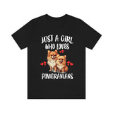 Just A Girl Who Loves Pomeranians Dogs Shirt, Dog Lover Shirt, Pomeranian Dog, Animal Toddler Infant Kids Gift T-Shirt Image 1