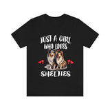 Just A Girl Who Loves Shelties Dogs Shirt, Dog Lover Shirt, Sheltie Dog, Animal Toddler Infant Kids Gift T-Shirt Image 1