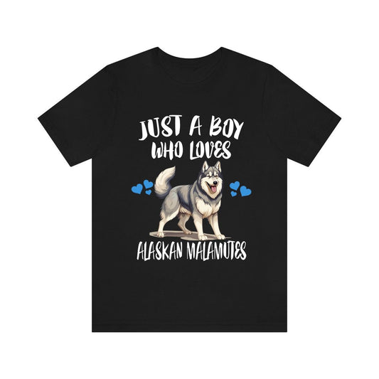 Just A Boy Who Loves Alaskan Malamutes Shirt - Alaskan Malamute print design
