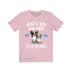 Just A Boy Who Loves Papillons Dogs Shirt - Papillon print design