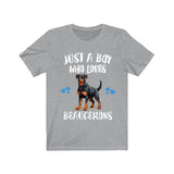 Just A Boy Who Loves Beaucerons Shirt, Dog Lover Shirt, Beauceron Dog, Animal Toddler Infant Kids Gift T-Shirt Image 1