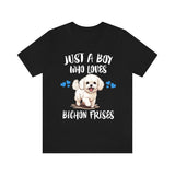 Just A Boy Who Loves Bichon Frise Shirt, Dog Lover Shirt, Bichon Frise Dog, Animal Toddler Infant Kids Gift T-Shirt Image 1