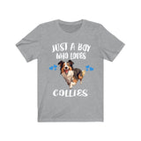 Just A Boy Who Loves Collies Shirt, Dog Lover Shirt, Collie Dog, Animal Toddler Infant Kids Gift T-Shirt Image 1