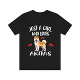 Just A Girl Who Loves Akitas Shirt, Dog Lover Shirt, Akita Dog, Animal Toddler Infant Kids Gift T-Shirt Image 1