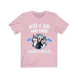 Just A Boy Who Loves Siberian Huskies Dogs Shirt, Dog Lover Shirt, Siberian Husky Dog, Animal Toddler Infant Kids Gift T-Shirt Image 3