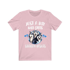 Just a boy who loves Siberian huskies sled dog working breed tee
