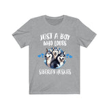 Just A Boy Who Loves Siberian Huskies Dogs Shirt, Dog Lover Shirt, Siberian Husky Dog, Animal Toddler Infant Kids Gift T-Shirt Image 4