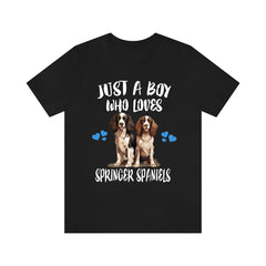 Just A Boy Who Loves Springer Spaniels Dogs Shirt - Springer Spaniel print design